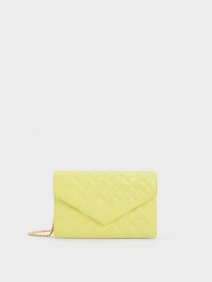 τσάντα clutch Charles And Keith Duo Καπιτονέ Envelope κίτρινα | 10428-PUWR