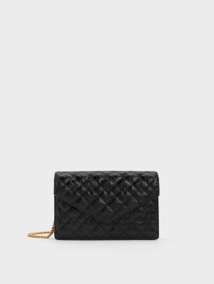 τσάντα clutch Charles And Keith Duo Καπιτονέ Envelope μαυρα | 80917-HCAB