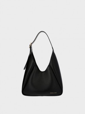 τσάντα hobo Charles And Keith Buzz Large μαυρα | 91648-OBGE
