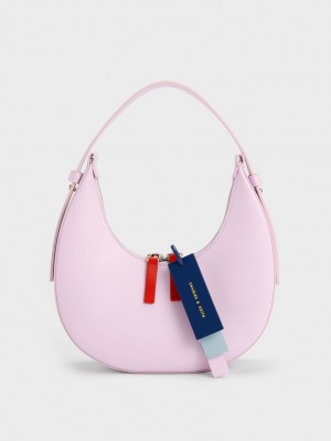 τσάντα hobo Charles And Keith Cockade Crescent μωβ | 58649-FRTY