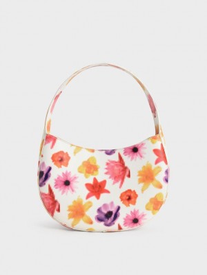 τσάντα hobo Charles And Keith Coda Floral-Print Top Handle Πολύχρωμο | 83019-VKEJ
