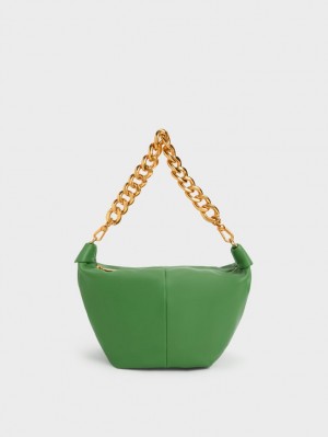 τσάντα hobo Charles And Keith Daki Chain Handle πρασινο | 74028-JOIR