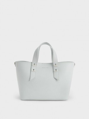 τσάντα hobo Charles And Keith Double Handle ανοιχτο γκρι | 40839-KTZW