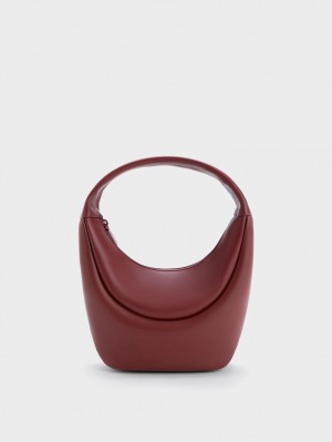 τσάντα hobo Charles And Keith Elongated Curved κοκκινα | 12943-FGAB