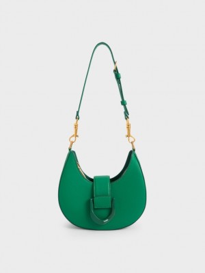 τσάντα hobo Charles And Keith Gabine Belted πρασινο | 04869-PYIH
