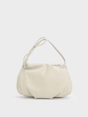 τσάντα hobo Charles And Keith Knotted Handle ασπρα | 29740-GNDC