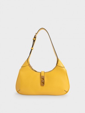 τσάντα hobo Charles And Keith Metallic Accent κίτρινα | 97251-TSWP
