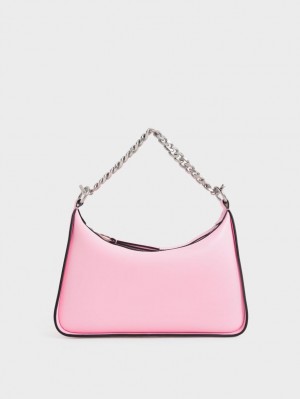 τσάντα hobo Charles And Keith Minta Chain-Link ροζ | 97240-ZLSQ