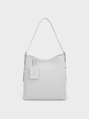 τσάντα hobo Charles And Keith Naomi Slouchy γκρι | 98735-XPVB