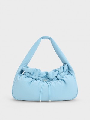 τσάντα hobo Charles And Keith Ruched ανοιχτο μπλε | 02453-SXMA