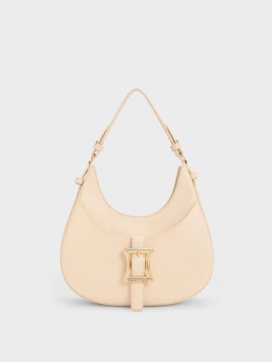 τσάντα hobo Charles And Keith Xanthe Μπεζ | 75328-MUSX