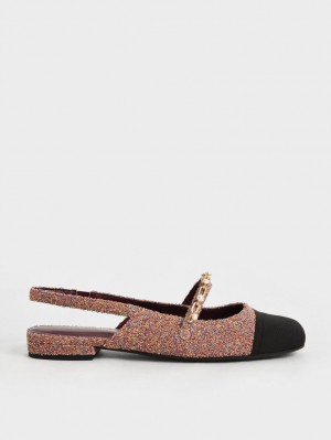 παπουτσια mary jane Charles And Keith Beaded Chain-Link Terry Cloth & Grosgrain Slingback κοκκινα | 04128-SDJX