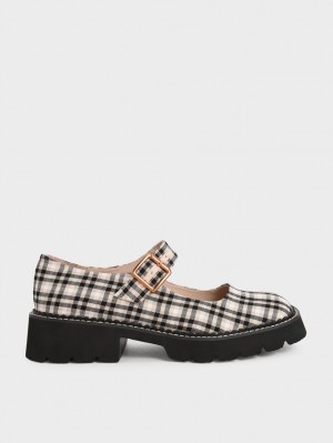 παπουτσια mary jane Charles And Keith Metallic πόρπης Check-Print Πολύχρωμο | 07452-FUZT