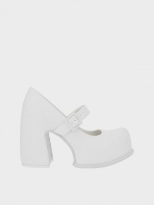 παπουτσια mary jane Charles And Keith Pixie flatforms ασπρα | 67329-XHUD