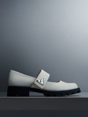 παπουτσια mary jane Charles And Keith Trice Metallic Accent ασπρα | 84673-GAXR