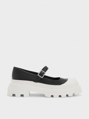 παπουτσια mary jane Charles And Keith Two-Tone flatforms μαυρα | 90627-QUYV