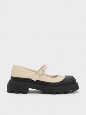 παπουτσια mary jane Charles And Keith Two-Tone flatforms Μπεζ | 42158-HTWF