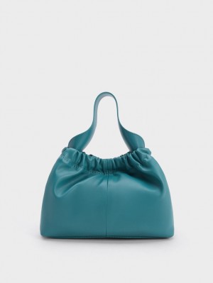τσάντεσ tote Charles And Keith Ally Ruched Slouchy τυρκουάζ | 68243-FYJN