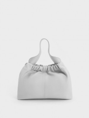 τσάντεσ tote Charles And Keith Ally Ruched Slouchy ανοιχτο γκρι | 40172-OTKA