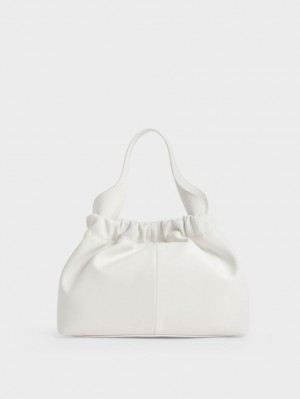 τσάντεσ tote Charles And Keith Ally Ruched Slouchy ασπρα | 70893-TYRU