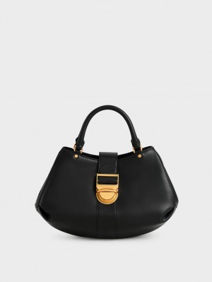 τσάντεσ tote Charles And Keith Amelia Buckled μαυρα | 75612-LZXK
