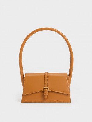 τσάντεσ tote Charles And Keith Annelise Belted Trapeze πορτοκαλι | 74135-NOPC