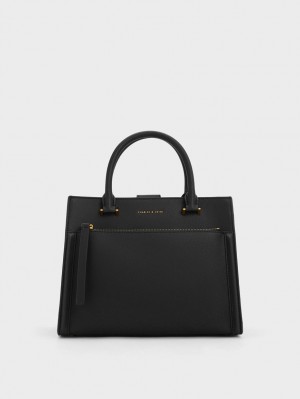 τσάντεσ tote Charles And Keith Anwen Structured μαυρα | 41903-OECQ