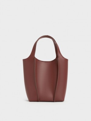 τσάντεσ tote Charles And Keith Arlys σοκολάτα | 69428-UAVW
