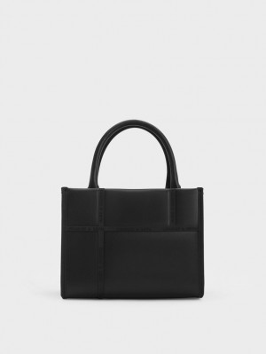 τσάντεσ tote Charles And Keith Avenue Contrast-Trim μαυρα | 12843-JEIH