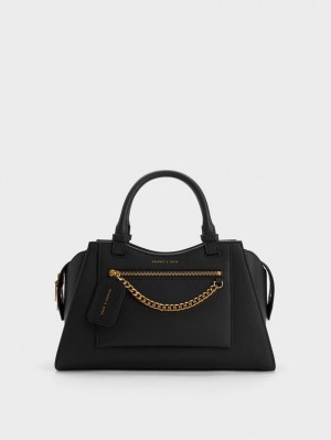 τσάντεσ tote Charles And Keith Avis Trapeze μαυρα | 53094-ISZU