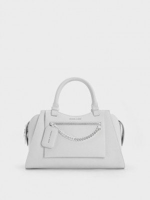 τσάντεσ tote Charles And Keith Avis Trapeze ανοιχτο γκρι | 51264-DRTP