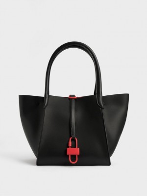 τσάντεσ tote Charles And Keith Balta Belted μαυρα | 04197-MLUH