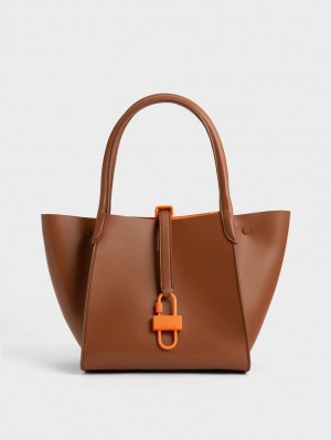 τσάντεσ tote Charles And Keith Balta Belted καφε | 34690-ZIET