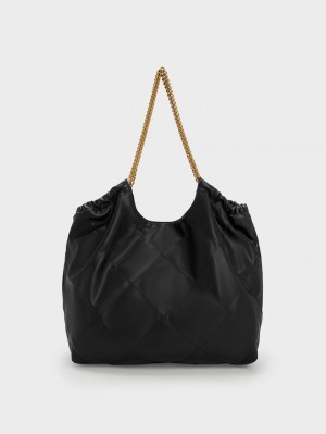 τσάντεσ tote Charles And Keith Braided Handle μαυρα | 01659-NKOS