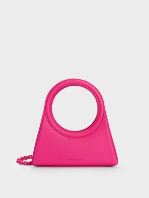 τσάντεσ tote Charles And Keith Camelia Circle Handle Geometric φουξια | 78149-PTLR