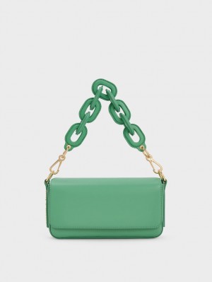 τσάντεσ tote Charles And Keith Catena Front Flap πρασινο | 52814-SLEQ