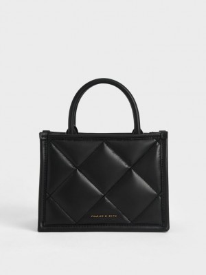 τσάντεσ tote Charles And Keith Celia Καπιτονέ μαυρα | 14358-ROKI