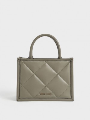 τσάντεσ tote Charles And Keith Celia Καπιτονέ Ελιά | 41905-NIHK