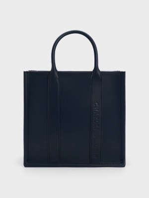 τσάντεσ tote Charles And Keith Clover Trapeze σκουρο μπλε | 50641-HASM