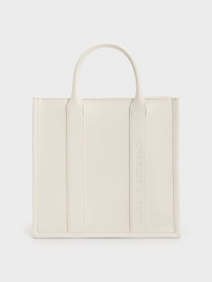 τσάντεσ tote Charles And Keith Clover Trapeze κρέμα | 89213-BMUF