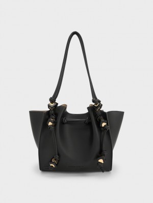 τσάντεσ tote Charles And Keith Cube Trapeze μαυρα | 39670-BDJU