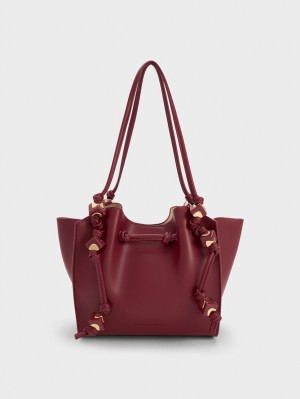 τσάντεσ tote Charles And Keith Cube Trapeze μπορντο | 78129-XLBI