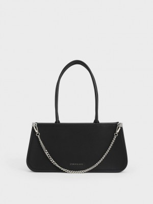 τσάντεσ tote Charles And Keith Curved Handle Geometric μαυρα | 72436-WIEO