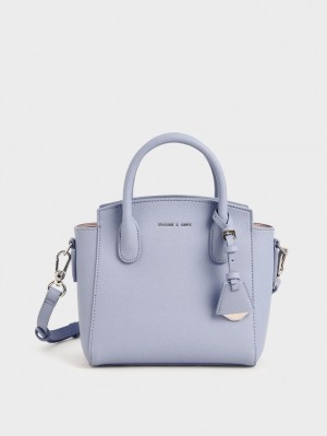 τσάντεσ tote Charles And Keith Double Handle Trapeze ανοιχτο μπλε | 24679-HJXL