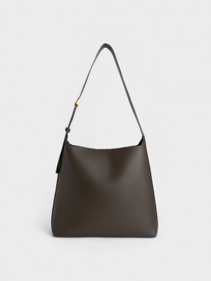 τσάντεσ tote Charles And Keith Edna σκούρο καφε | 01584-MHPY