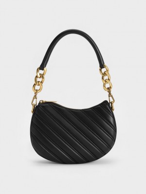 τσάντεσ tote Charles And Keith Freja Curved Panelled μαυρα | 50487-CFIM