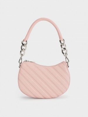 τσάντεσ tote Charles And Keith Freja Curved Panelled ανοιχτο ροζ | 27581-UJBK