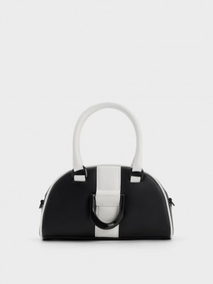 τσάντεσ tote Charles And Keith Gabine Two-Tone δερματινα Bowling μαυρα | 27659-UINV