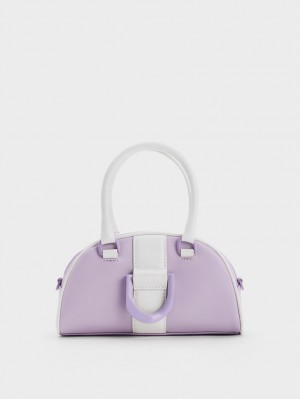 τσάντεσ tote Charles And Keith Gabine Two-Tone δερματινα Bowling μωβ | 84597-FVAY