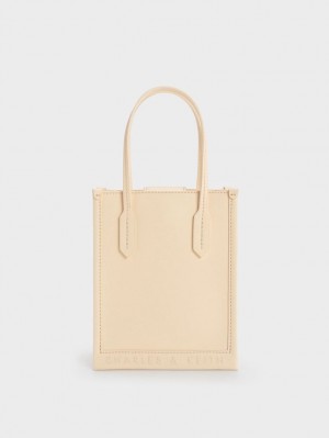 τσάντεσ tote Charles And Keith Geometric Μπεζ | 45197-WNXD